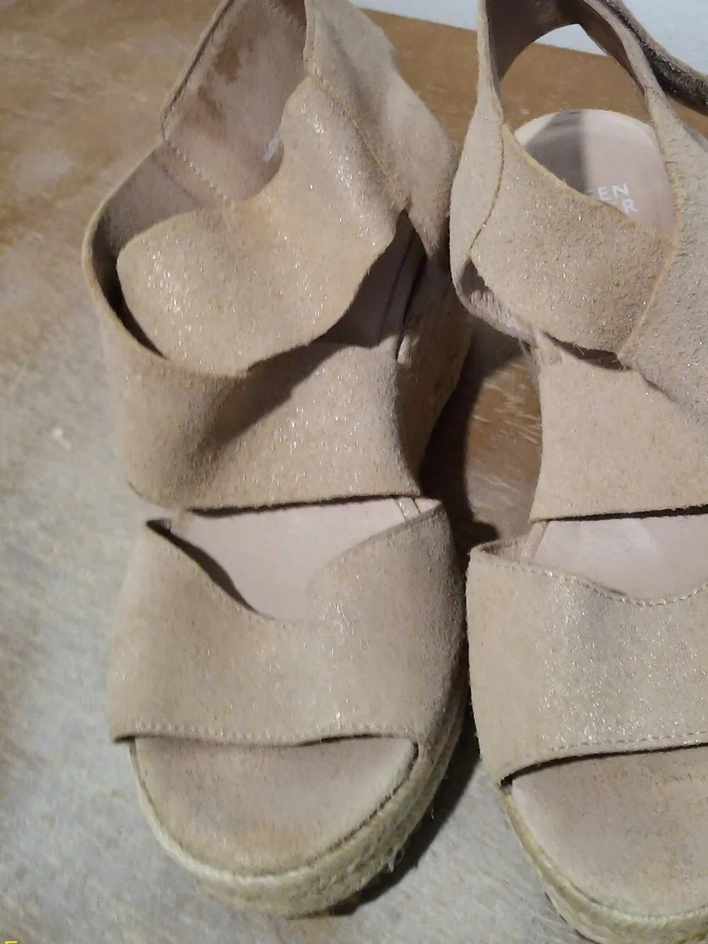 Eileen Fisher Sandals Women's Size 7 Silver Willow Wedge Leather
